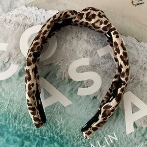LELE SADOUGHI Kids Satin Knot Headband in Leopard Print LIKE NEW